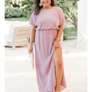 Purple short sleeve maxi dress